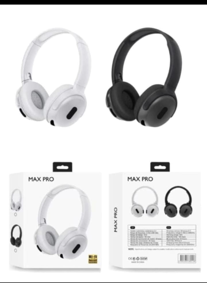 Max Pro Wireless Headphones, Bluetooth Headset with Active Noise Cancellation, Long Battery Life